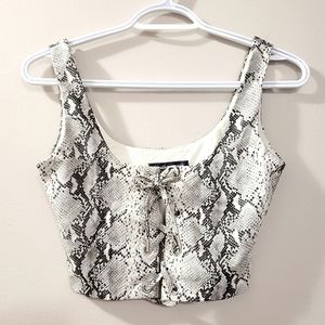 Maniere De Voir - Snakeskin Vegan Leather Corset Style Bustier Top - Size XS